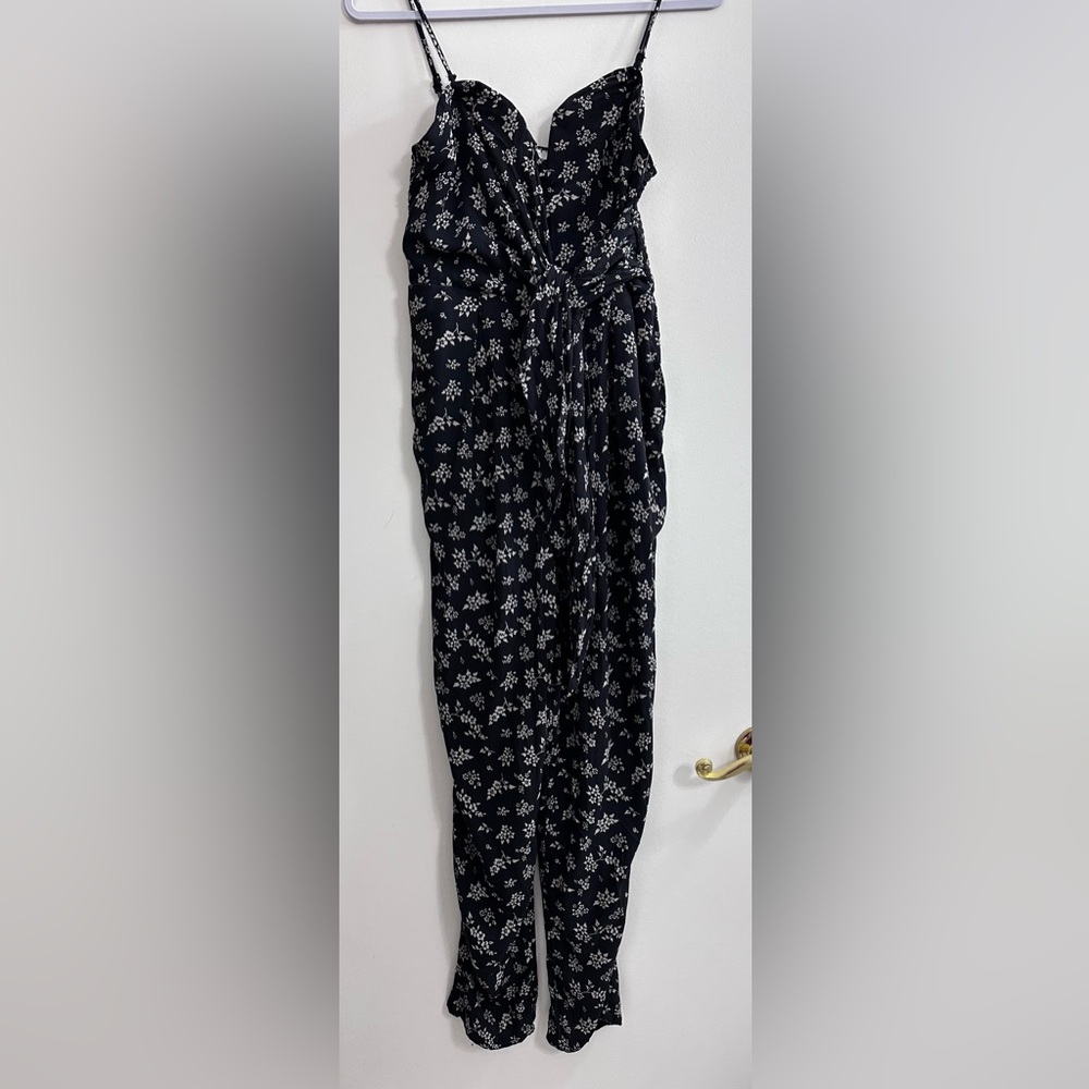 American Eagle Black White Floral Tube Jumpsuit Strapless Women’s M - Picture 3 of 6